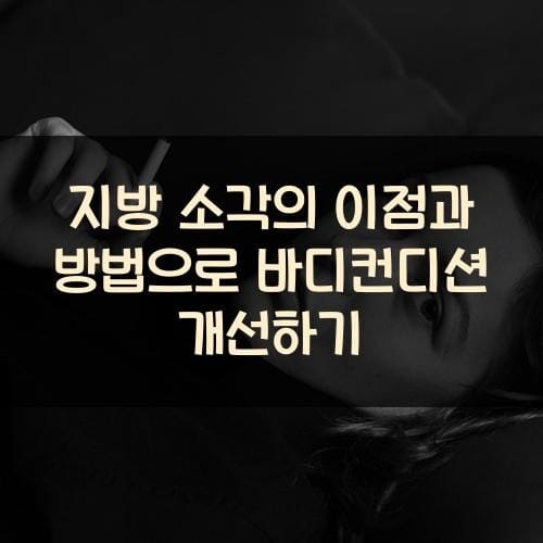 지방 소각의 이점과 방법으로 바디컨디션 개선하기
